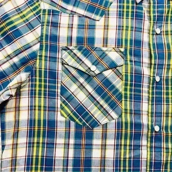 Levi's Barstow Western Short Sleeve Multi Color Checker Plaid Snap Shirt Size L - Picture 4 of 16